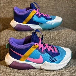 Nike Air Zoom Crossover Kids' Blue and Purple Sneakers with Pink Accents Size 4Y